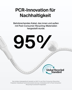 Cablu USB-C Belkin BoostCharge Eco, 2 m, 240 W, Alb - Img 3