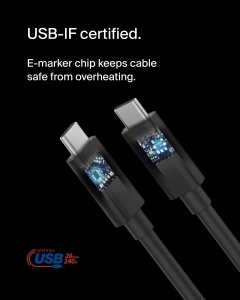 Cablu USB-C Belkin Connect, 2m, 240W Power Delivery, 20 Gbits - Img 6