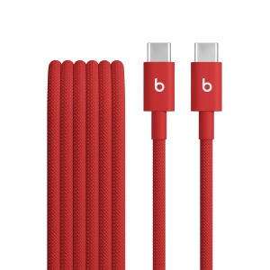 Cablu USB-C la USB-C Beats, 1,5 m, incarcare rapida, design rezistent, culoare rosu