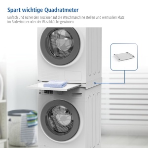 Cadru intermediar Xavax cu placa extensibila din plastic cadru de conectare pentru masina de spalat si uscator kit intermediar cu extragere ca raft pe - Img 9