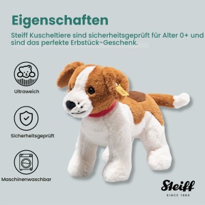Caine de plus Steiff Snuffy Hund 27 cm, maroniubej, material moale - Img 6