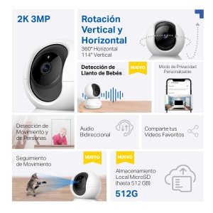 Camera de supraveghere Tapo C21A 2K 3MP vedere nocturna audio bidirectional miscare 360deg - Img 2