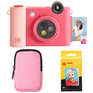Camera digitala instant KODAK Smile cu Bluetooth, 20 fotografii, fuchsia