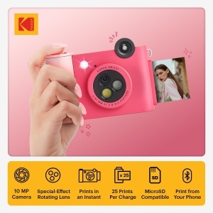 Camera digitala instantanee Kodak Smile cu Bluetooth, 10MP, roz - Img 2