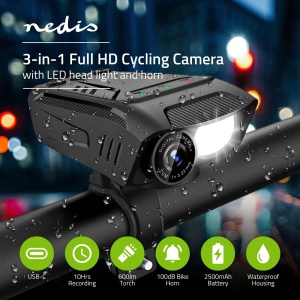 Camera pentru bicicleta Nedis 1080p, 2 MP, 600 lm, negru - Img 2