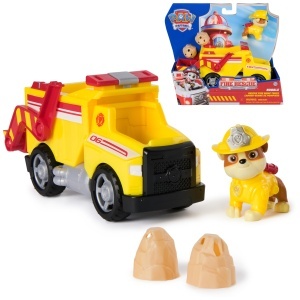 Camion de salvare PAW Patrol Rubble cu figura, 18 cm, cu functie de incarcare