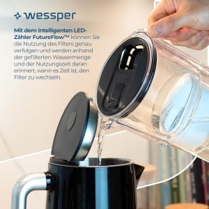 Cana cu filtru de apa Wessper FutureFlow 33L LED indicator BPA-Free Negru - Img 3
