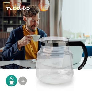 Cana de Cafea din Sticla Nedis pentru Moccamaster K si KB, 1,2 l, Maner Negru - Img 2