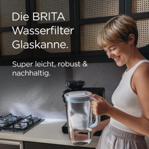 Cana filtranta de apa BRITA din sticla, 3 MAXTRA PRO, culoare albastra - Img 2
