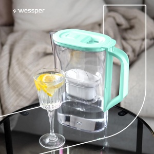Cana filtranta Wessper D3 SLIM 2,7L cu LED, BPA free, Mint - Img 6