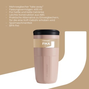 Cana reutilizabila Wessper FIKA 400 ml, ABS, Rosa - Img 2