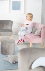 Canapea pentru copii roba Lil Sofa, culoare mauve, design retro, cu picioare din lemn - Img 6