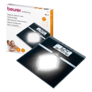 Cantar de baie Beurer BG21, platforma din sticla, display LCD, functie de diagnosticare