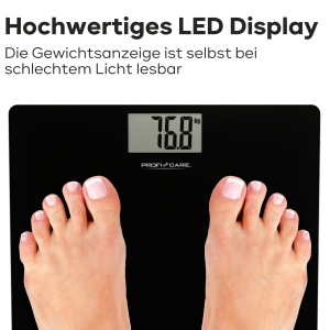 Cantar de baie ProfiCare PC-PW 3122, capacitate 5-180 kg, display LCD, negru - Img 4