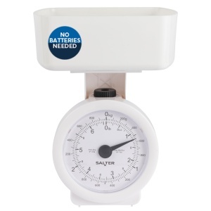 Cantar de bucatarie mecanic Salter, 3kg, cu bol detasabil, alb