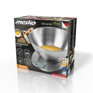 Cantar de bucatarie Mesko, inox, 5 kg, 21,5 x 21,5 x 10,5 cm - Img 9