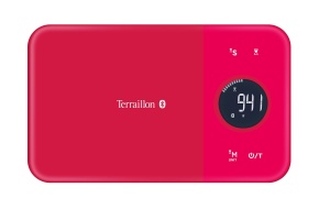 Cantar de bucatarie Terraillon, Poate fi conectat la smartphone/tableta, Calcul consum de energie, Cu functie de tara, Indicator de lichid, Temporizator, Bluetooth Smart, 5 kg, NutriTab, Rosu afine