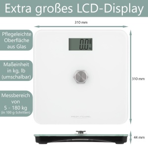 Cantar de persoane ProfiCare PC-PW 3112, capacitate 5-180 kg, display LCD mare, alb - Img 7