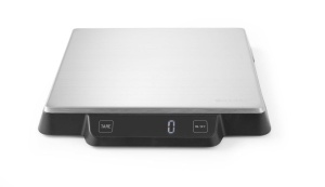 Cantar digital de bucatarie HENDI, cantar de uz casnic, pentru max 15kg, precizie de pana la 1gr, cu afisaj digital incorporat, 266x269x(H)34mm, otel inoxidabil