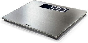 Cantar digital Soehnle Style Sense Safe pentru 300 de persoane cu afisaj LCD foarte mare, cantar plat pentru baie cu acoperire anti-amprenta, cantar din otel inoxidabil