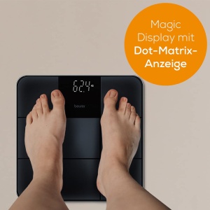 Cantar din sticla Beurer GS 235, cantar digital de baie cu afisaj magic, suprafata antiderapanta cu aspect de gresie mata, pornire si oprire automata, negru - Img 5