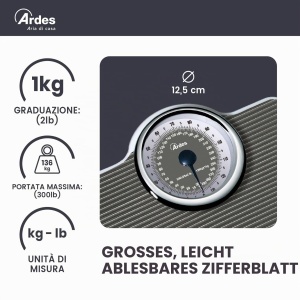Cantar mecanic Ardes AR2PP2M, stil vintage, capacitate 136 kg, fara baterii - Img 4