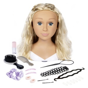 Cap de coafat pentru copii Smoby My Beauty Blond, 19 accesorii, secret de depozitare