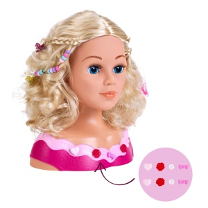 Cap de coafura Theo Klein 5392 Emma cu set cosmetice, par lavabil, 27 cm - Img 6