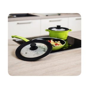 Capac universal Xavax inel din silicon pentru oale si tigai cu diametrul de 24 26 si 28 cm orificiu de abur design cu margine in trepte sticla poate f - Img 6