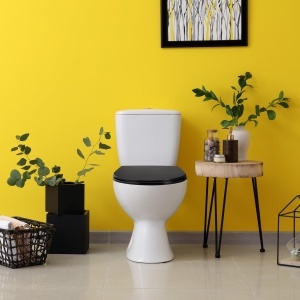 Capac WC Relaxdays D-Form cu Absenkautomatik, 36 x 45 cm, Duroplast, Negru - Img 2