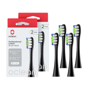Capete de perie Oclean Professional Clean, 4 bucati, cu perii DuPont, negru