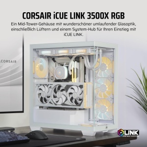 Carcasa PC Corsair iCUE LINK 3500X RGB, Mid-Tower, Geam Temperat, Alb - Img 2