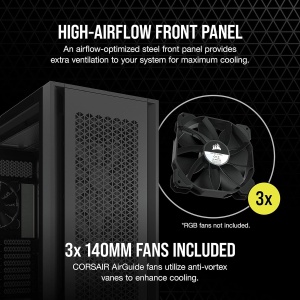 Carcasa PC Full-Tower Corsair 7000D AIRFLOW, Negru, 3 ventilatoare 140mm incluse - Img 3