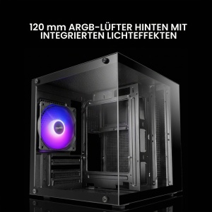 Carcasa PC Mars Gaming MC-Cube, MicroATX, Ultracompacta, Neagra - Img 3