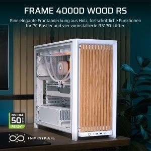 Carcasa PC Mid-Tower CORSAIR Frame 4000D, Alb Eiche, cu 4 ventilatoare RS120 - Img 2