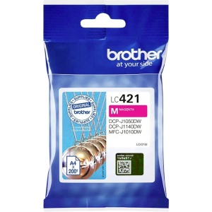 Cartus de cerneala Brother LC-421M - Magenta, 200 pagini, pentru DCP-J1050DW, DCP-J1140DW, MFC-J1010DW