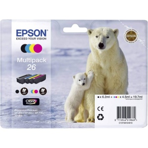 Cartus de cerneala Epson Original Eisbar Claria 26 Multipack - 4 culori, 6,2 ml si 4,5 ml