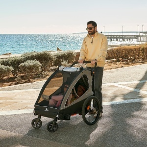 Carucior 2-in-1 Kinderkraft NAVA pentru 2 copii, roti umflate, gri - Img 3