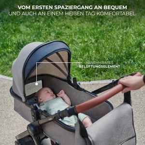 Carucior 3-in-1 Kinderkraft ESME, Capacitate 22 kg, Culoare Bej - Img 6