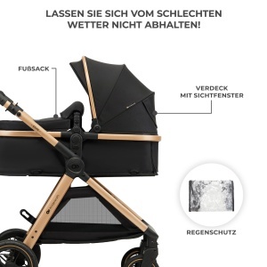 Carucior 3 in 1 Kinderkraft ESME cu scaun auto i-Size, pliabil, Negru - Img 11