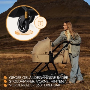 Carucior 3-in-1 LIONELO MERIL pentru copii 0-48 luni, roti all-terrain, XXL parasolar UPF50 - Img 5