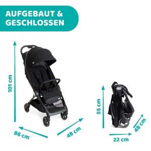 Carucior Chicco We, pliabil, ultrausor, de la nastere pana la 22 kg, carucior de calatorie, ultra-compact, inclinabil, inchidere cu o singura mana, bretele captusite, geanta si husa de ploaie, negru - Img 5