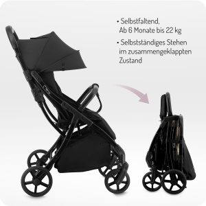 Carucior copii MoMi PAOLA, pliabil automat, greutate maxima 22 kg, roti cu amortizare - Img 3