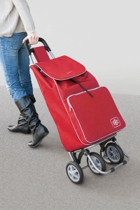Carucior de cumparaturi Metaltex Aloe, 48 l, cu racitor, rosu - Img 4
