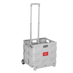 Carucior de cumparaturi Relaxdays, pliabil, capacitate 35 kg, culoare gri deschis - Img 9