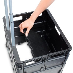 Carucior de cumparaturi Relaxdays, pliabil, capacitate 35 kg, negru - Img 5