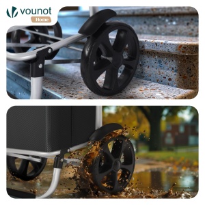 Carucior de cumparaturi VOUNOT cu 58L, roti mari, aluminiu, negru - Img 6