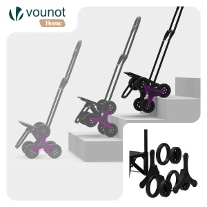 Carucior de cumparaturi VOUNOT cu 6 roti, capacitate 32L, gri - Img 6