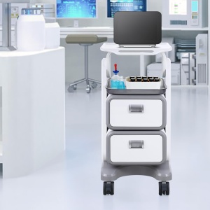 Carucior de laborator VEVOR FY-1T2C, 50 kg, 2 sertare, alb - Img 8