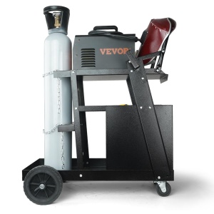 Carucior de sudura VEVOR 2 rafturi cu 4 sertare Sudare mobila Max. 100-120kg Carucior pentru masini de sudura cu suport pentru 2 butelii de gaz Ideal pentru sudare manuala Sudare cu gaz protejat Sudare cu arc de argon - Img 9